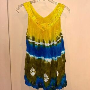 Just Cruising tye dye tank top with embellishments size free - L / XL